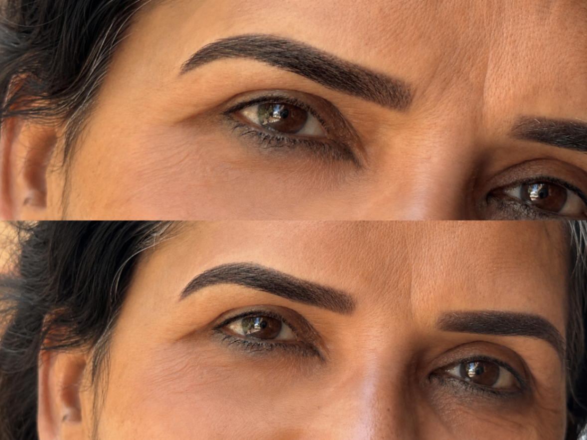 Permanent makeup brow result before and after